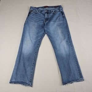 Lucky Brand 361 Vintage Straight Jeans Mens 36x30 Blue Denim Mid-Rise Distressed